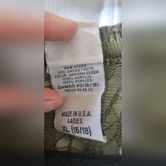 Faded Glory Crocheted Cardigan Army Green. XL (15/18) - Picture 8 of 9